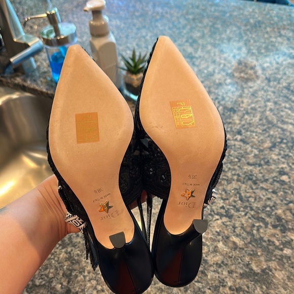 Dior Black Lace Slingback Heels - Picture 4 of 6